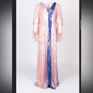 $9,990 CAROLINA HERRERA Sequin Evening Dress US12 L  Pink Birthday Gown …
